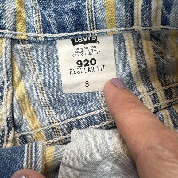 Vintage Levi’s 920 Orange Tab Striped Denim Shorts Women’s 8 USA Made - Picture 9 of 9